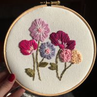 7" Purple Floral Embroidery