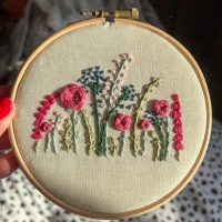 5" Pink Garden Embroidery