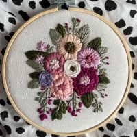 6" Violet Bouquet Embroidery