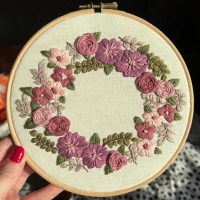 7" Purple Wreath Embroidery