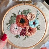 4" Amber Floral Embroidery